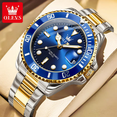 OLEVS 5885 Man Watch Original Brand Waterproof Quartz Watch Stainless Steel Strap Automatic Date Mens Gifts Watches For Man