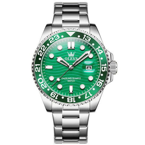 OLEVS 3610 Fashion Quartz Watch Gift Stainless Steel Watchband Round-dial Wristwatch Calendar Luminous