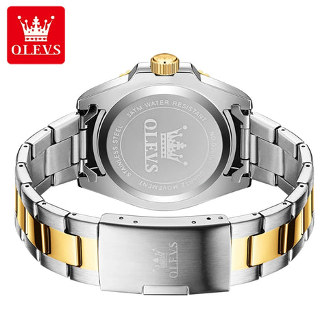 OLEVS 3610 Fashion Quartz Watch Gift Stainless Steel Watchband Round-dial Wristwatch Calendar Luminous