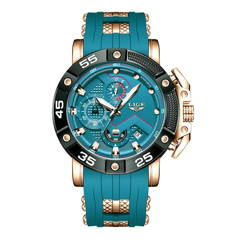 LIGE Man Watch Fashion Military Sport Date Quartz Watches Top Brand Luxury Silicone Strap Waterproof Chronograph Watches For Men