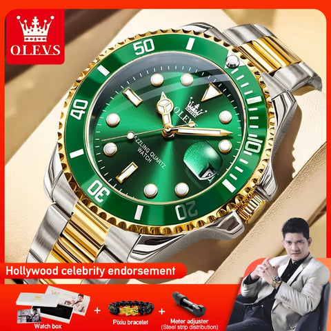 OLEVS 5885 Man Watch Original Brand Waterproof Quartz Watch Stainless Steel Strap Automatic Date Mens Gifts Watches For Man