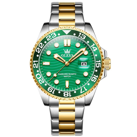 OLEVS 3610 Fashion Quartz Watch Gift Stainless Steel Watchband Round-dial Wristwatch Calendar Luminous