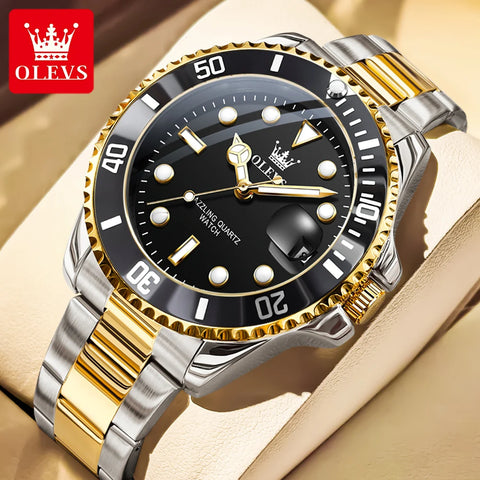OLEVS 5885 Man Watch Original Brand Waterproof Quartz Watch Stainless Steel Strap Automatic Date Mens Gifts Watches For Man